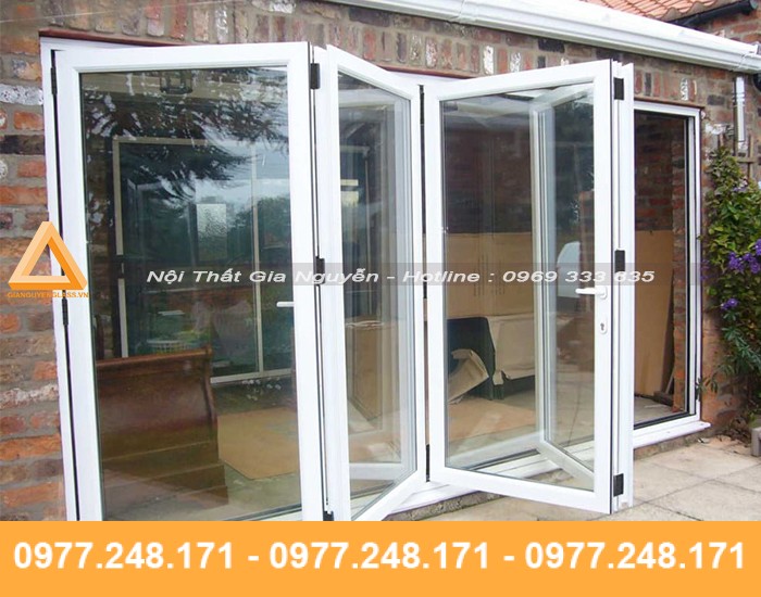 Cửa đi mở trượt xếp gấp nhôm xingfa đẹp cao cấp Cửa đi mở trượt xếp gấp 5 cánh đẹp cao cấp